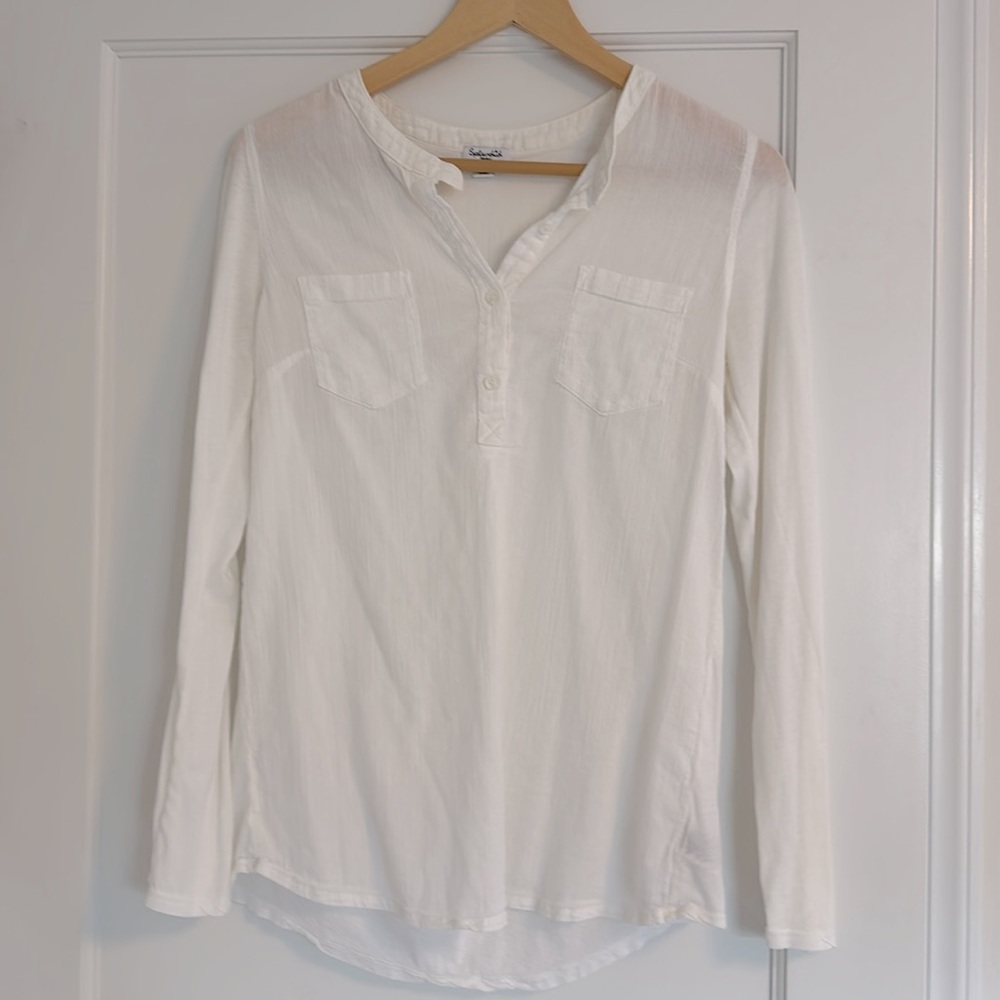 Splendid Henley Maternity Top in White, Size Small